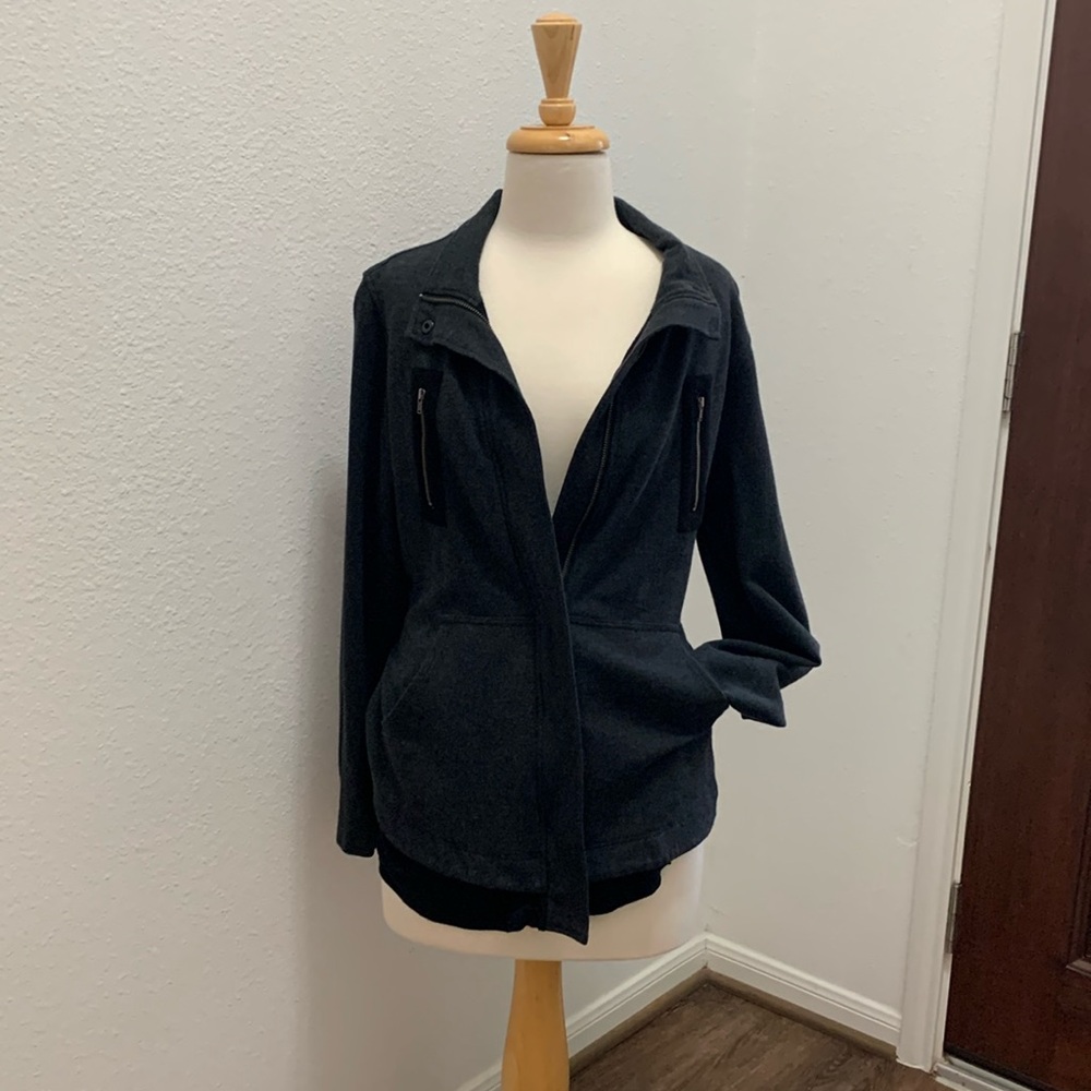 Heathered Gray/Black Duo Layered Athletic Jacket CAbi Medium